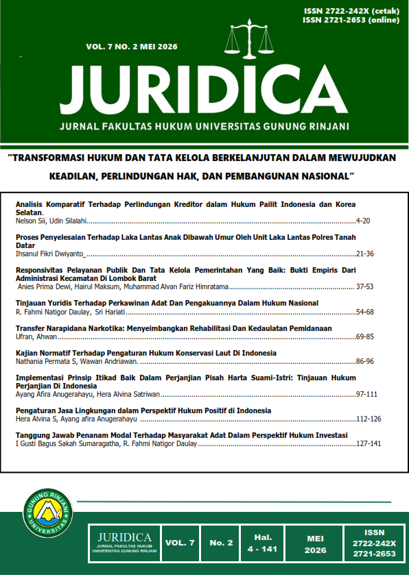 					View Vol. 7 No. 2 (2026): "Transformasi Hukum dan Tata Kelola Berkelanjutan dalam Mewujudkan Keadilan, Perlindungan Hak, dan Pembangunan Nasional"
				